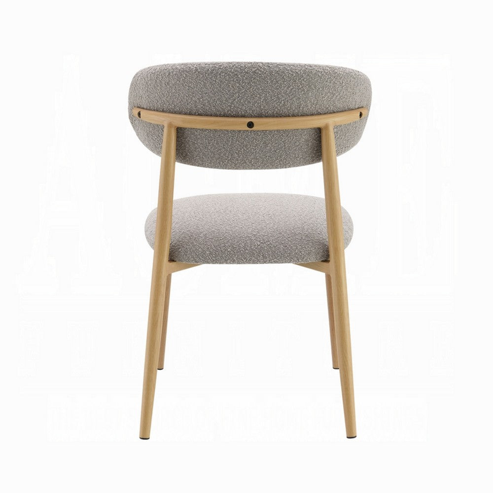 Kacie Side Dining Chair Set of 2, Gray Boucle, Natural Brown Wood -BM333123