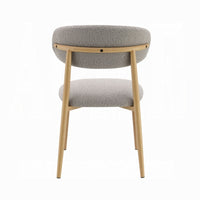 Kacie Side Dining Chair Set of 2, Gray Boucle, Natural Brown Wood -BM333123