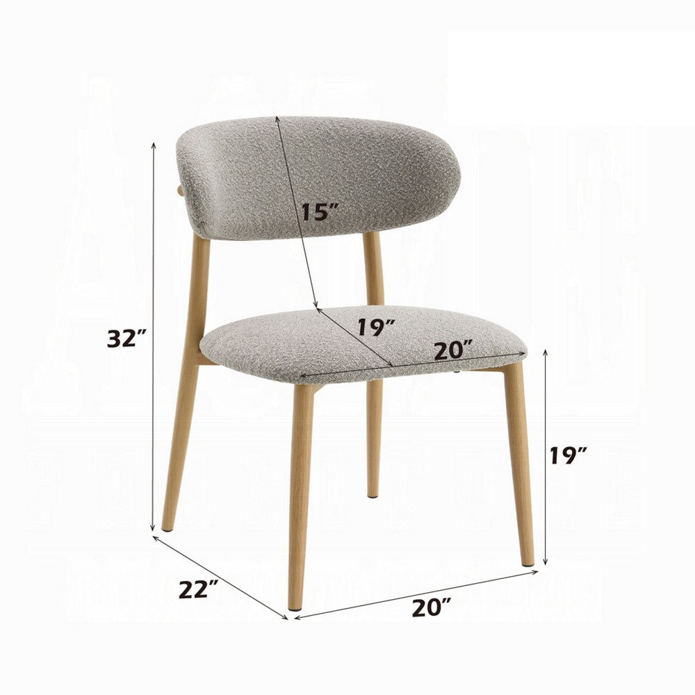 Kacie Side Dining Chair Set of 2, Gray Boucle, Natural Brown Wood -BM333123