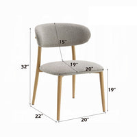 Kacie Side Dining Chair Set of 2, Gray Boucle, Natural Brown Wood -BM333123