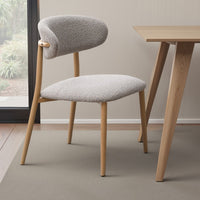 Kacie Side Dining Chair Set of 2, Gray Boucle, Natural Brown Wood -BM333123