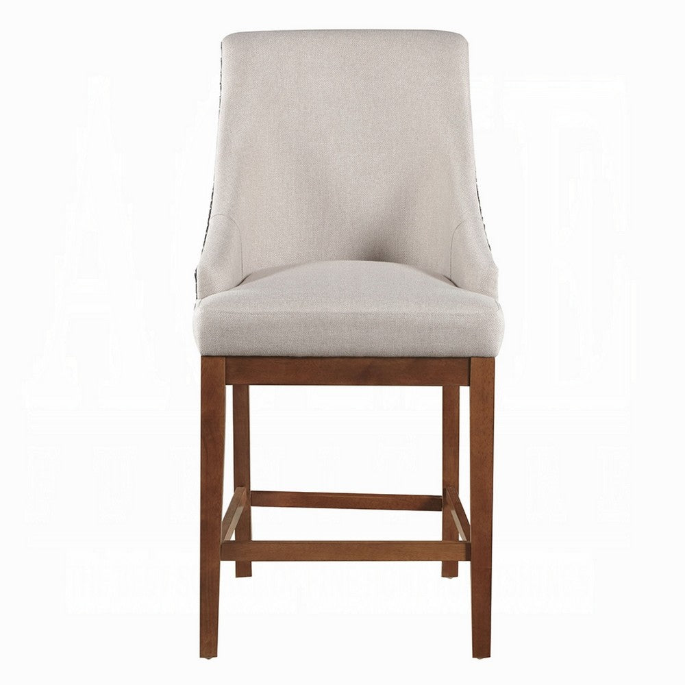 Elsie Counter Height Chair Set of 2, Black Faux Leather, Gray Fabric -BM333125