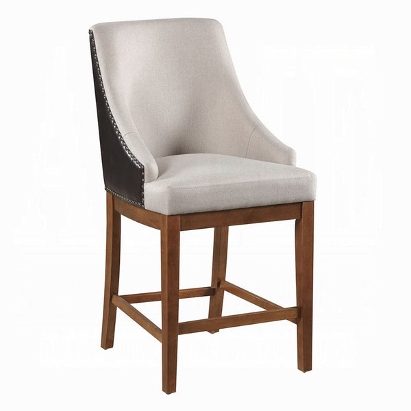Elsie Counter Height Chair Set of 2, Black Faux Leather, Gray Fabric -BM333125