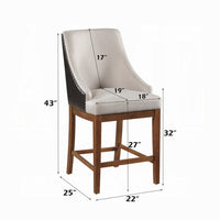 Elsie Counter Height Chair Set of 2, Black Faux Leather, Gray Fabric -BM333125