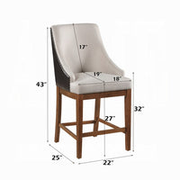 Elsie Counter Height Chair Set of 2, Black Faux Leather, Gray Fabric -BM333125