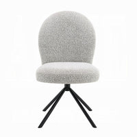 Veton Swivel Side Dining Chair Set of 2, Gray Boucle, Black Metal Base -BM333126