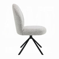 Veton Swivel Side Dining Chair Set of 2, Gray Boucle, Black Metal Base -BM333126
