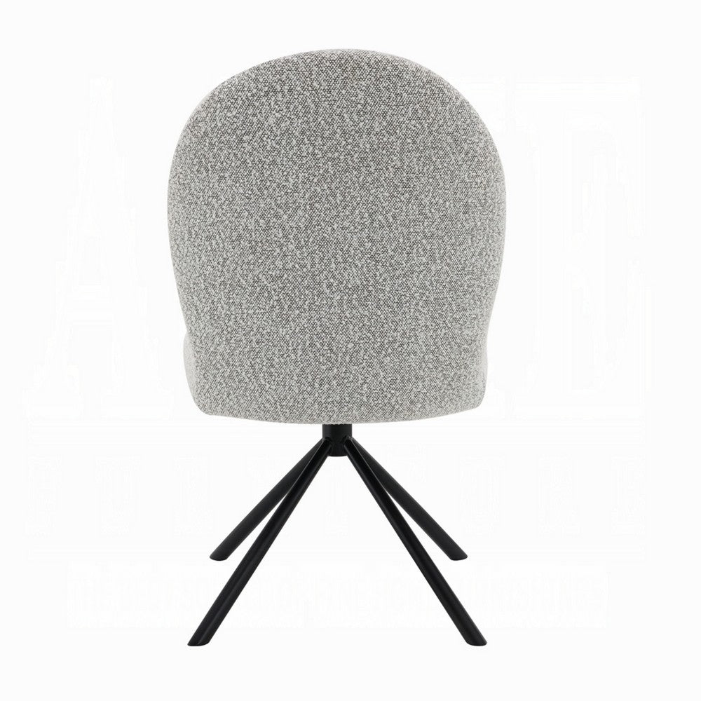 Veton Swivel Side Dining Chair Set of 2, Gray Boucle, Black Metal Base -BM333126