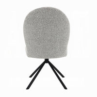 Veton Swivel Side Dining Chair Set of 2, Gray Boucle, Black Metal Base -BM333126