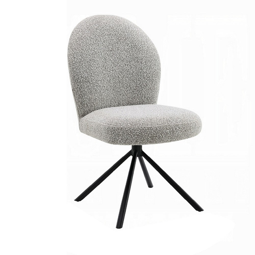 Veton Swivel Side Dining Chair Set of 2, Gray Boucle, Black Metal Base -BM333126