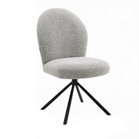 Veton Swivel Side Dining Chair Set of 2, Gray Boucle, Black Metal Base -BM333126