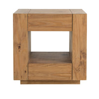 Ayma End Table, 1 Inner Shelf, Drawers, Brown Oak Wood Frame, 24 Inch -BM333128