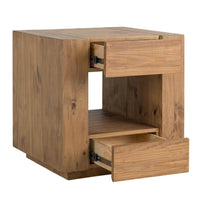 Ayma End Table, 1 Inner Shelf, Drawers, Brown Oak Wood Frame, 24 Inch -BM333128