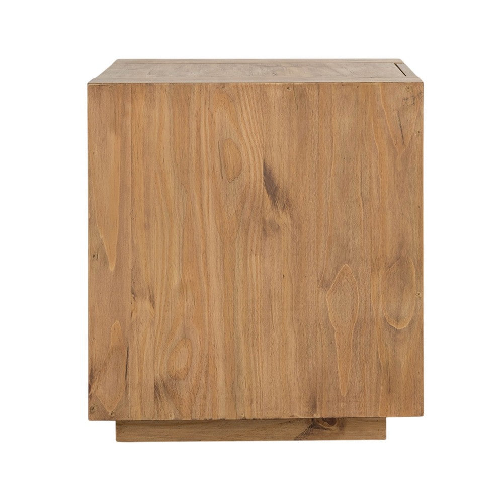 Ayma End Table, 1 Inner Shelf, Drawers, Brown Oak Wood Frame, 24 Inch -BM333128