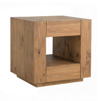 Ayma End Table, 1 Inner Shelf, Drawers, Brown Oak Wood Frame, 24 Inch -BM333128