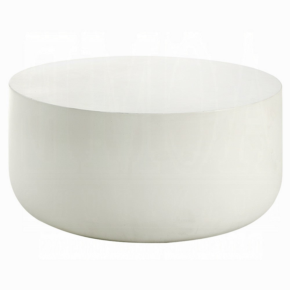 Utan Coffee Table, Modern Natural White Cement Frame, Round 31 Inch -BM333129