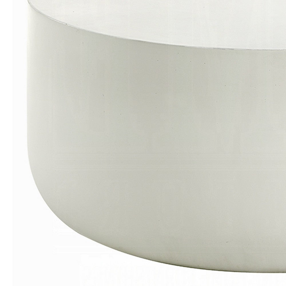 Utan Coffee Table, Modern Natural White Cement Frame, Round 31 Inch -BM333129