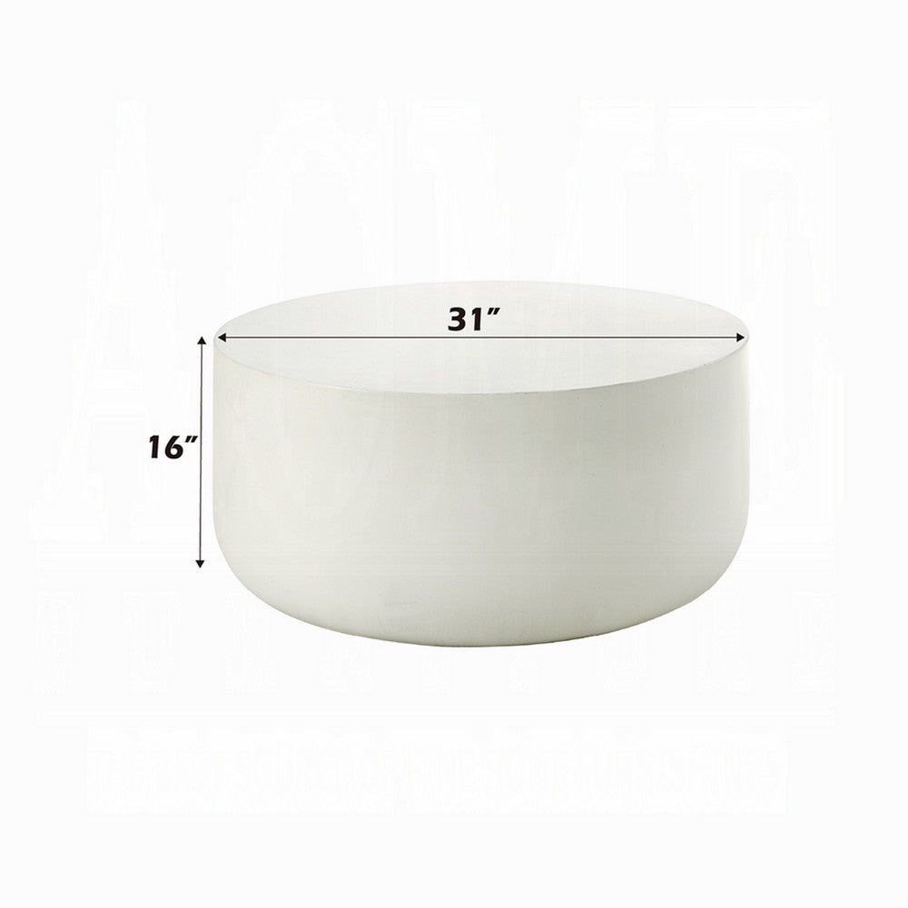 Utan Coffee Table, Modern Natural White Cement Frame, Round 31 Inch -BM333129