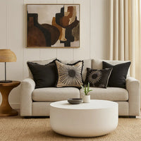 Utan Coffee Table, Modern Natural White Cement Frame, Round 31 Inch -BM333129