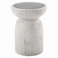 Elyana Accent Table, Sculpted Natural Gray Cement, Round 14 Inch Top -BM333130