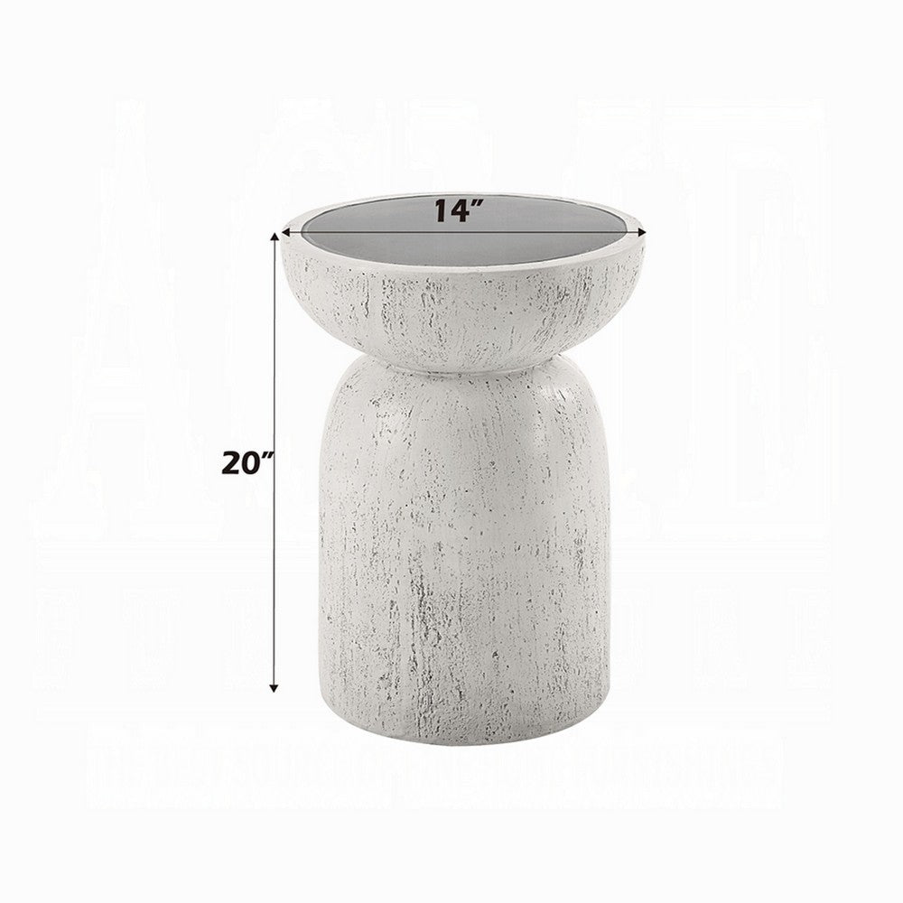 Elyana Accent Table, Sculpted Natural Gray Cement, Round 14 Inch Top -BM333130