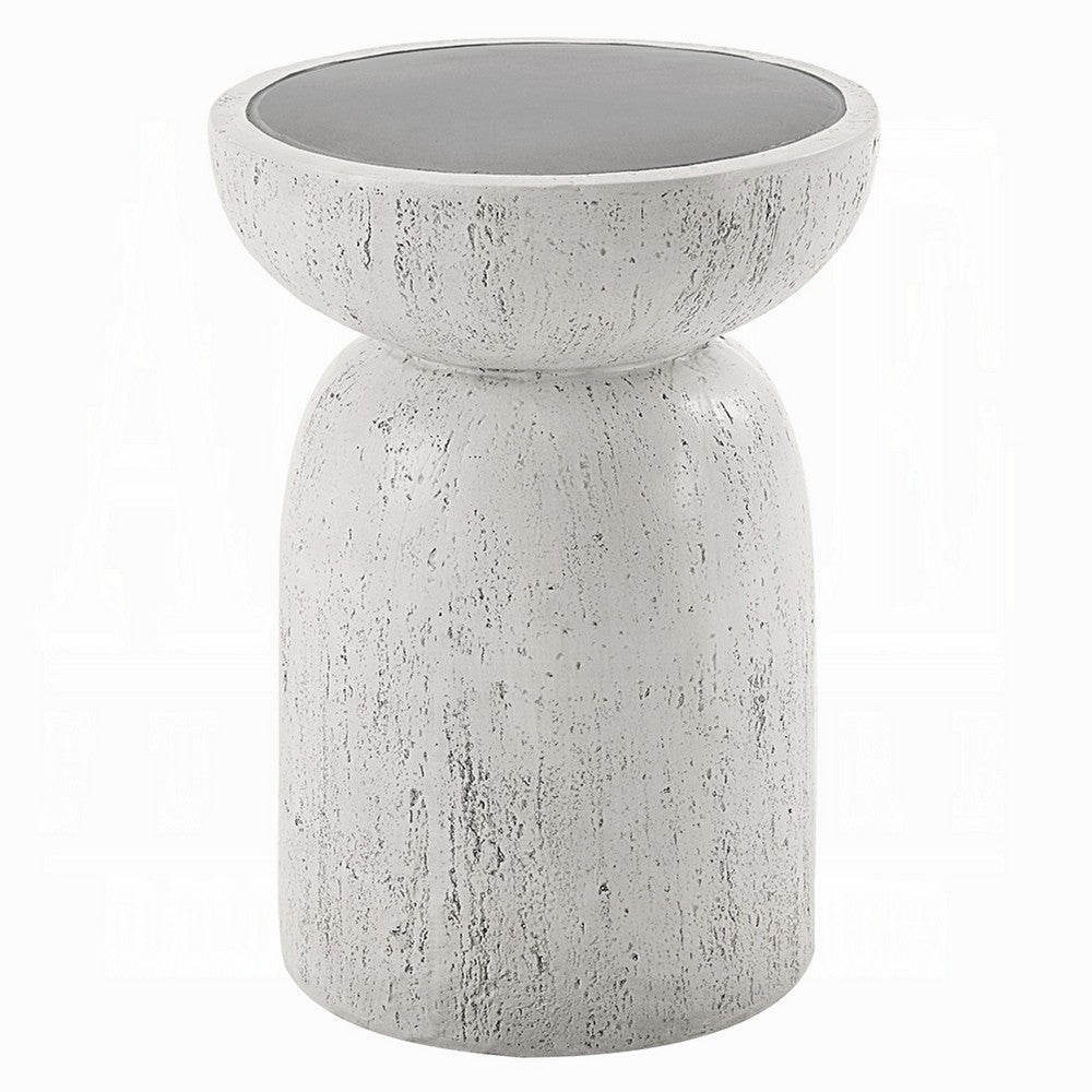 Elyana Accent Table, Sculpted Natural Gray Cement, Round 14 Inch Top -BM333130