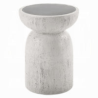 Elyana Accent Table, Sculpted Natural Gray Cement, Round 14 Inch Top -BM333130