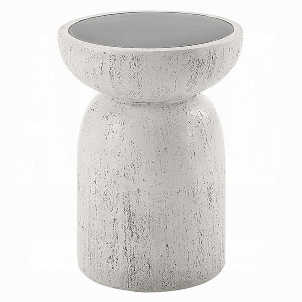 Elyana Accent Table, Sculpted Natural Gray Cement, Round 14 Inch Top -BM333130