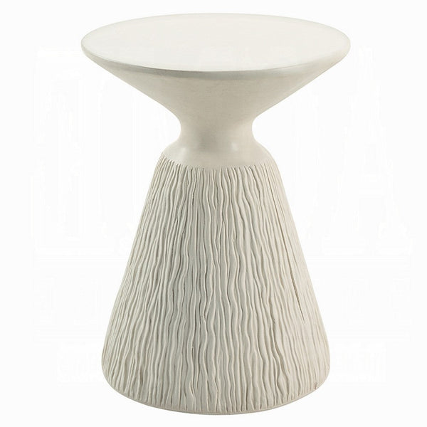 Uane Accent Table, Sculpted Natural White Cement, Round 16 Inch Top -BM333131