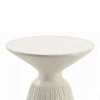 Uane Accent Table, Sculpted Natural White Cement, Round 16 Inch Top -BM333131