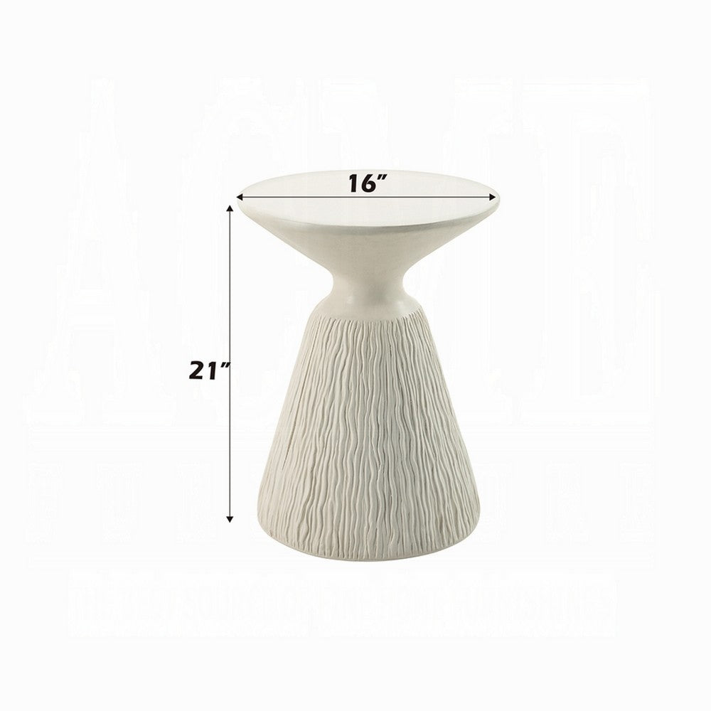 Uane Accent Table, Sculpted Natural White Cement, Round 16 Inch Top -BM333131