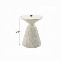 Uane Accent Table, Sculpted Natural White Cement, Round 16 Inch Top -BM333131
