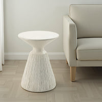 Uane Accent Table, Sculpted Natural White Cement, Round 16 Inch Top -BM333131