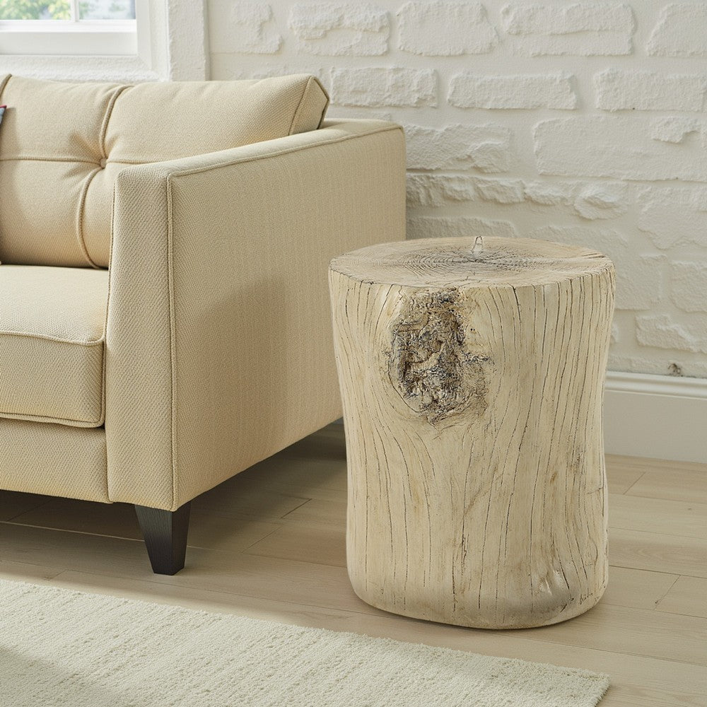 Rennie Accent Table, Light Natural Brown Cement, Log Shape, 14 Inch -BM333132