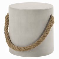 Rennie Accent Table, Natural Gray Cement, Rope Handle, Round 16 Inch -BM333133