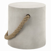 Rennie Accent Table, Natural Gray Cement, Rope Handle, Round 16 Inch -BM333133