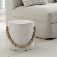 Rennie Accent Table, Natural Gray Cement, Rope Handle, Round 16 Inch -BM333133