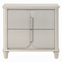 Veda Nightstand, Elegant Pearl White Wood, 2 Modern Drawers, 30 Inch -BM333137