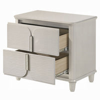 Veda Nightstand, Elegant Pearl White Wood, 2 Modern Drawers, 30 Inch -BM333137