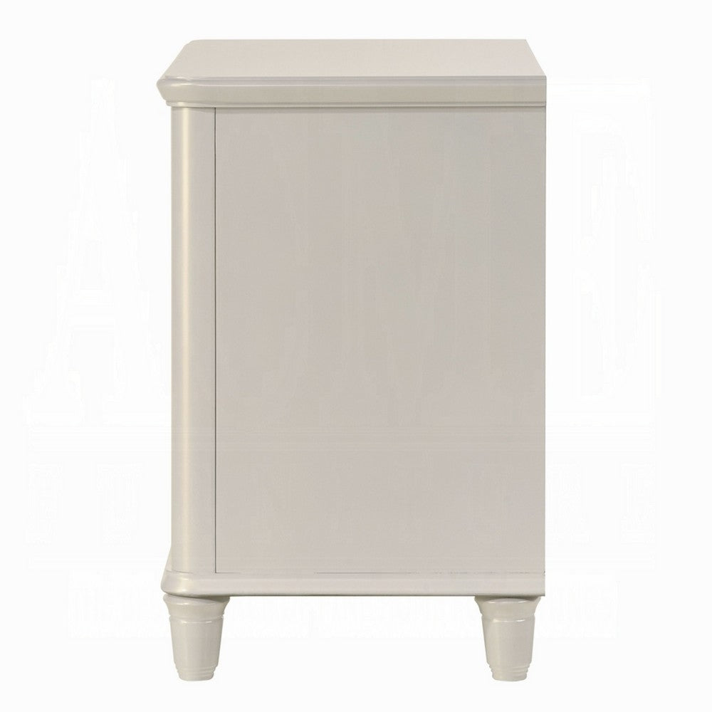 Veda Nightstand, Elegant Pearl White Wood, 2 Modern Drawers, 30 Inch -BM333137