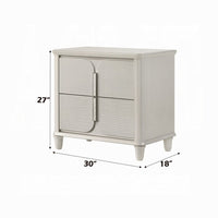 Veda Nightstand, Elegant Pearl White Wood, 2 Modern Drawers, 30 Inch -BM333137