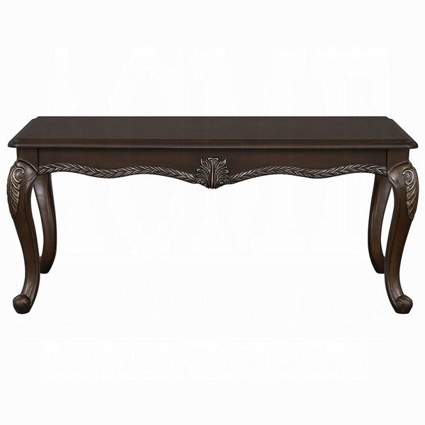 Reese Coffee Table, European Carved Classic Cherry Brown Wood, 48 Inch -BM333146