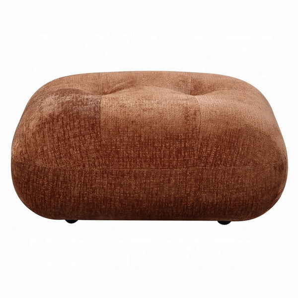 Erico Ottoman, Tufted Rust Brown Chenille, Foam Cushion Top, 35 Inch -BM333152