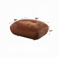 Erico Ottoman, Tufted Rust Brown Chenille, Foam Cushion Top, 35 Inch -BM333152