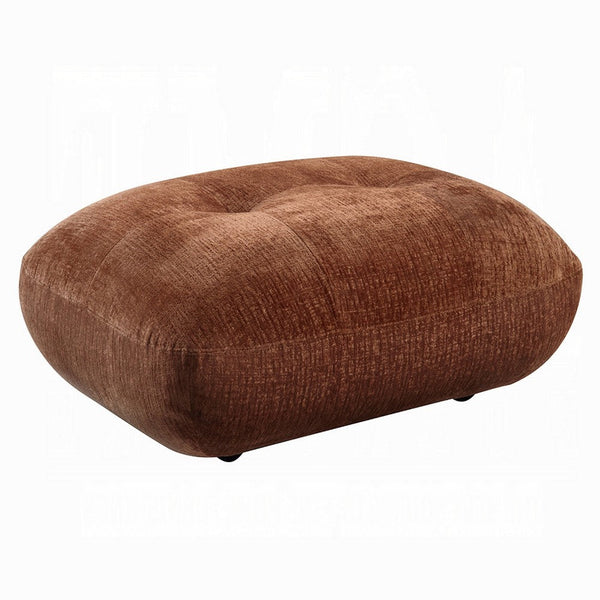 Erico Ottoman, Tufted Rust Brown Chenille, Foam Cushion Top, 35 Inch -BM333152