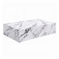 Ritzy Coffee Table, Modern Plinth, White Gray Faux Stone, 48 Inch -BM333153
