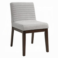Eyna Side Dining Chair Set of 2, Soft Gray Linen, Dark Brown Wood -BM333154