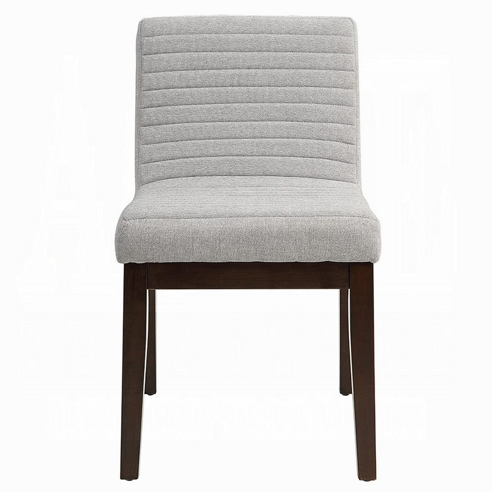 Eyna Side Dining Chair Set of 2, Soft Gray Linen, Dark Brown Wood -BM333154
