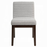 Eyna Side Dining Chair Set of 2, Soft Gray Linen, Dark Brown Wood -BM333154