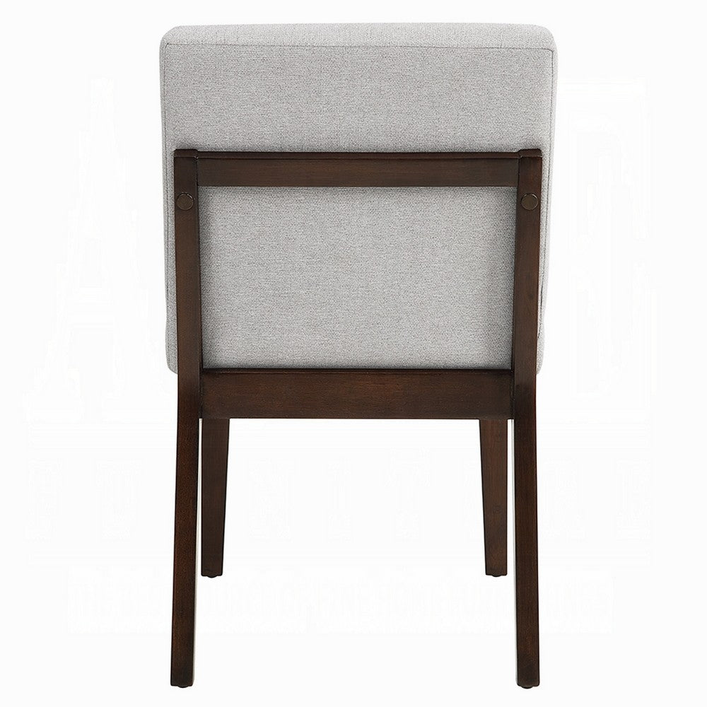 Eyna Side Dining Chair Set of 2, Soft Gray Linen, Dark Brown Wood -BM333154